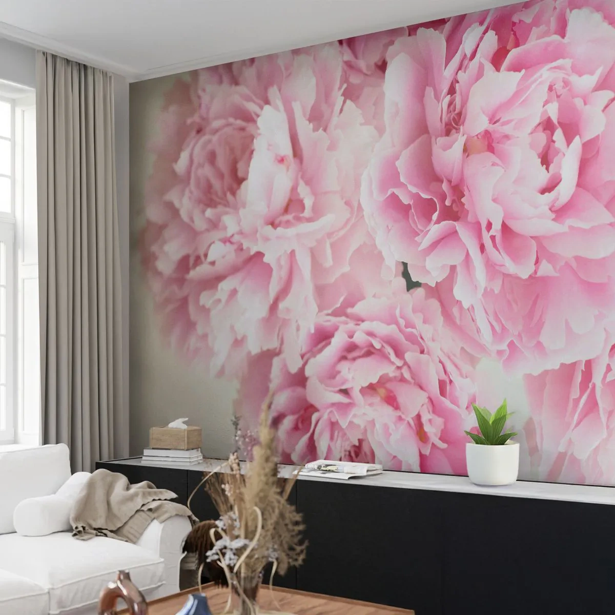 Fotomural Premium Canvas - En el esplendor del rosa - Peonías, Ramo de flores, flores - 250x175 cm