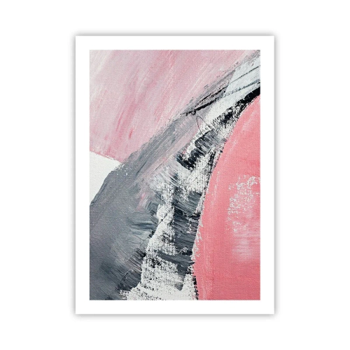 Póster - Una composición abstracta en tonos rosa y gris. - 50x70cm - Composición a juego - Decoración de pared moderna para salón y dormitorio ARTTOR