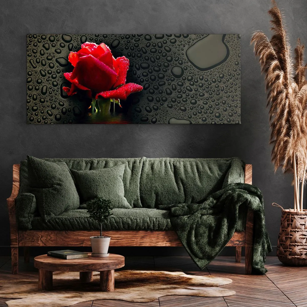 Cuadro sobre lienzo - Impresión de Imagen - Rojo y negro - 100x40 cm
