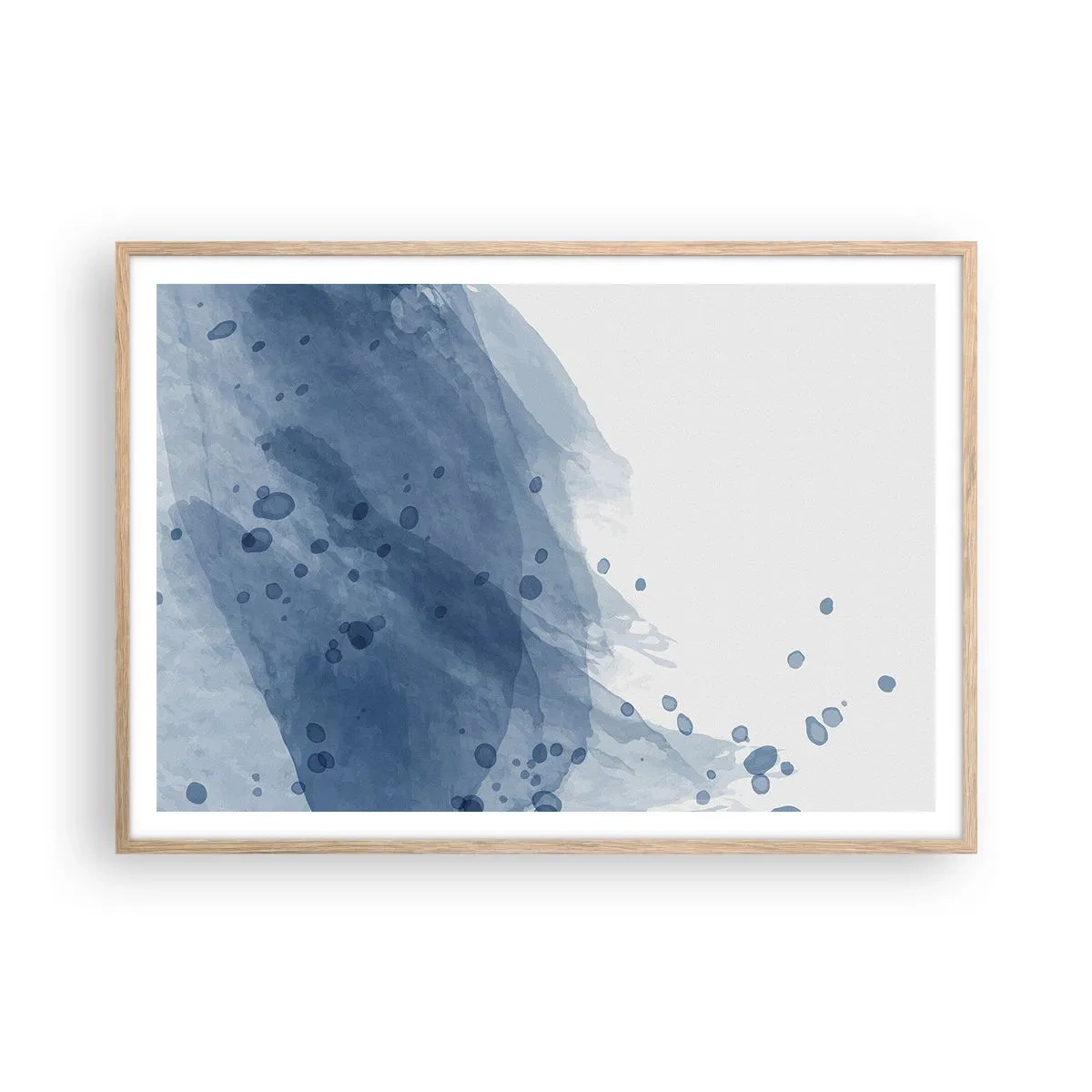 Póster en marco roble claro - Tul azul - 100x70 cm