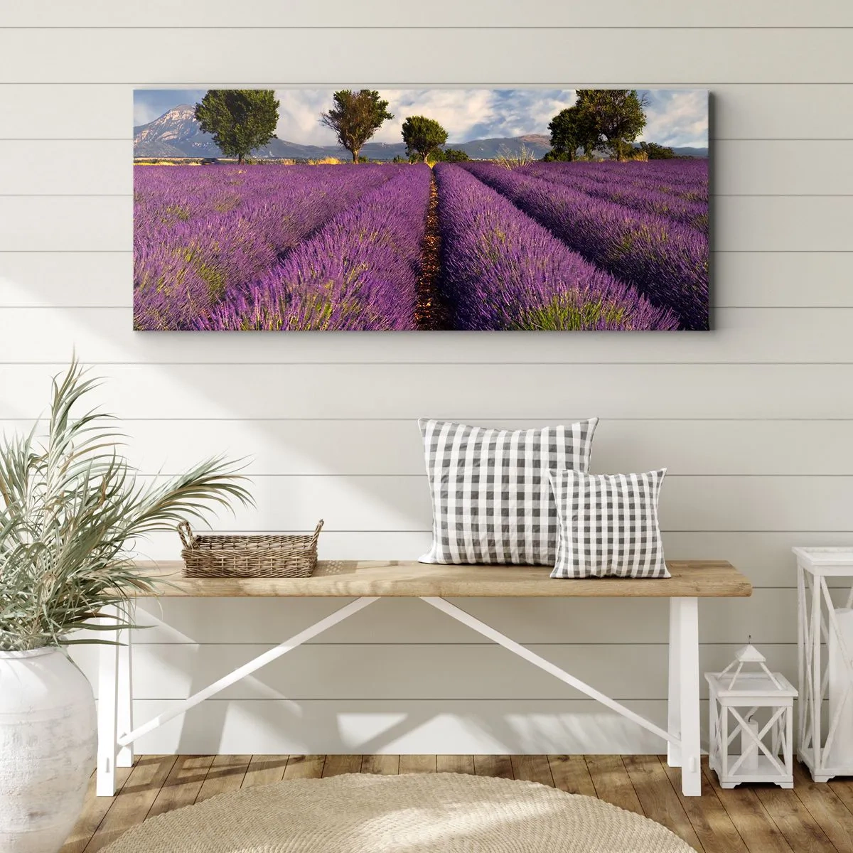 Cuadro sobre lienzo - Impresión de Imagen - Campos de lavanda - 90x30 cm