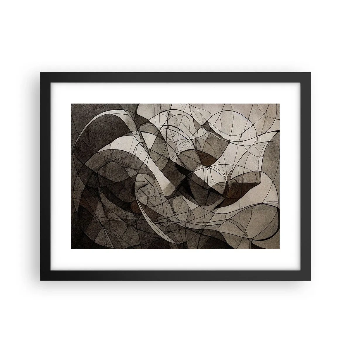 Póster en marco negro - Circulación en colores tierra - 40x30 cm