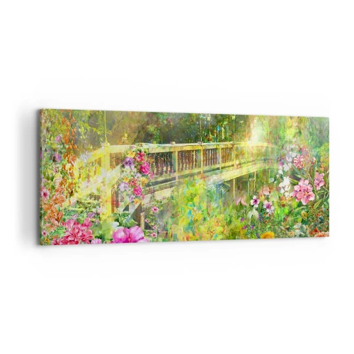 Cuadro sobre lienzo - Impresión de Imagen - Un puente de suspiros de primavera - 100x40 cm