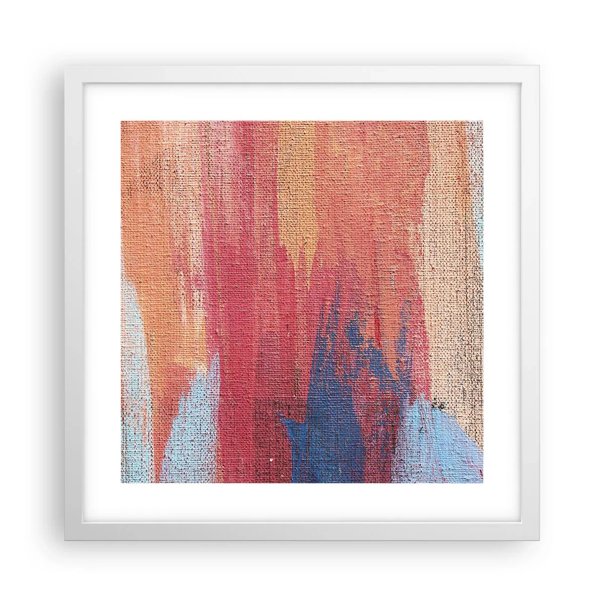 Póster en marco blanco - Trazos de arco iris - 40x40 cm