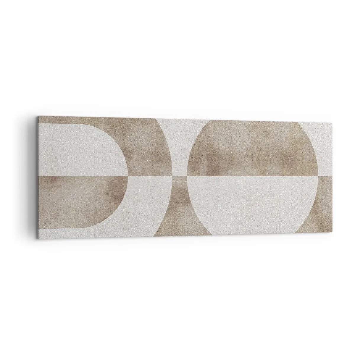 Cuadro sobre lienzo - Impresión de Imagen - Un cuadro abstracto en tonos beige con formas geométricas y simetría. - 140x50cm - Similitudes y diferencias - Decoración de pared moderna para salón y dormitorio ARTTOR
