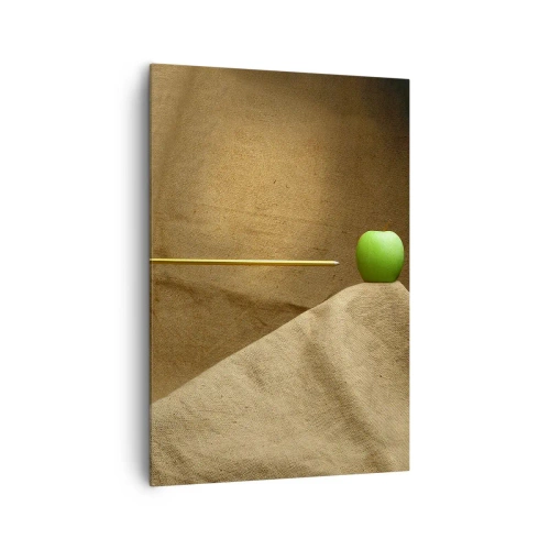 Cuadro sobre lienzo - Impresión de Imagen - Manzana verde sobre tela con una flecha creando una composición - 70x100cm - Evocar el espíritu de Wilhelm Tell - Decoración de pared moderna para salón y dormitorio ARTTOR