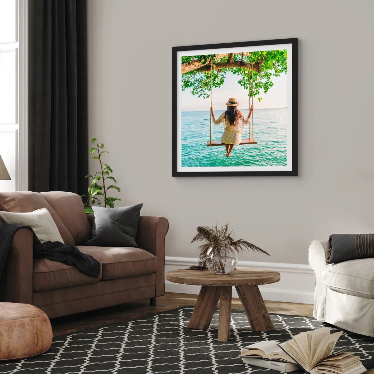 Póster en marco negro - La vida es bella - 60x60 cm