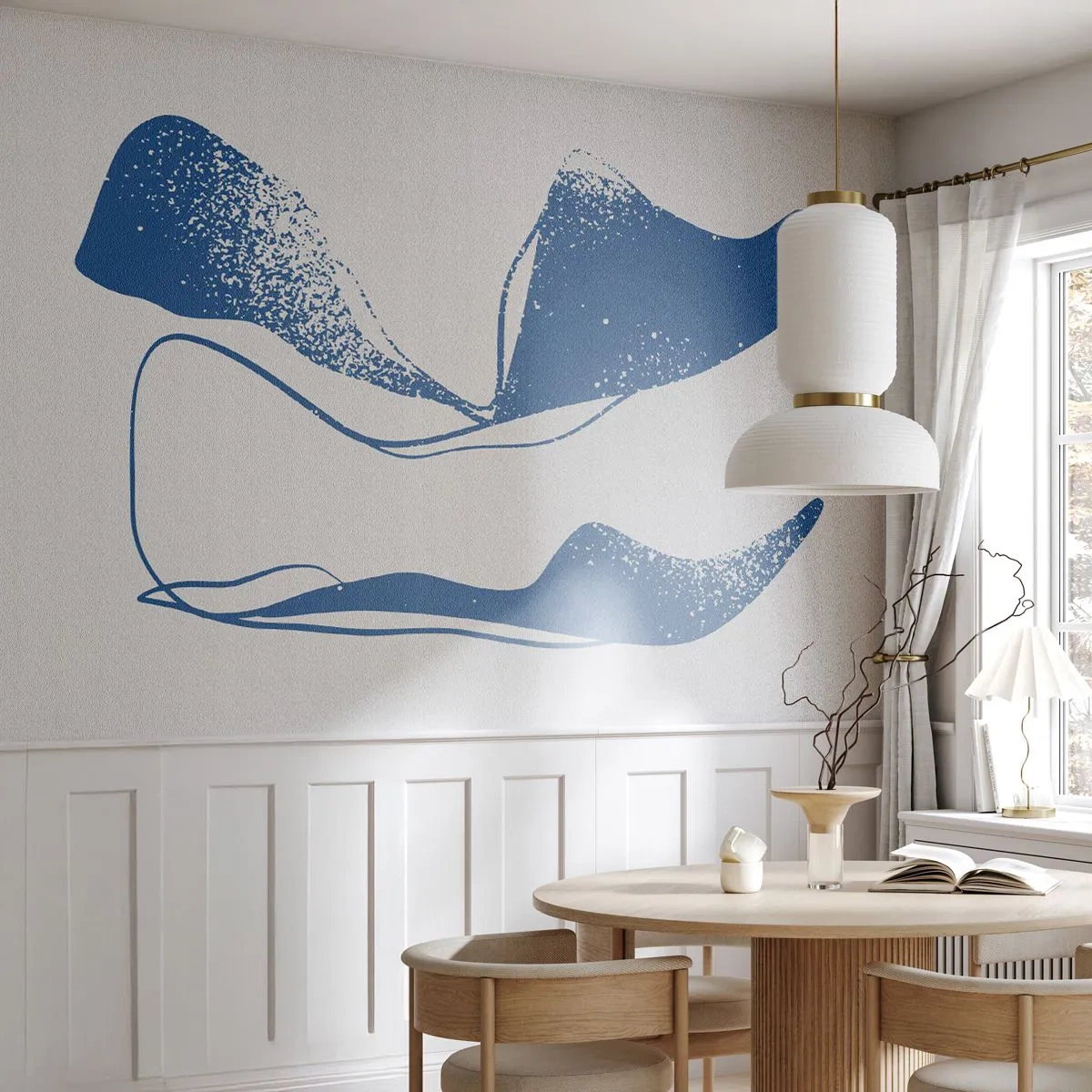 Fotomural Premium Sand - Una forma minimalista que se asemeja a alas extendidas. - 100x70cm - Abstracción con alas - Decoración de pared moderna para salón y dormitorio ARTTOR