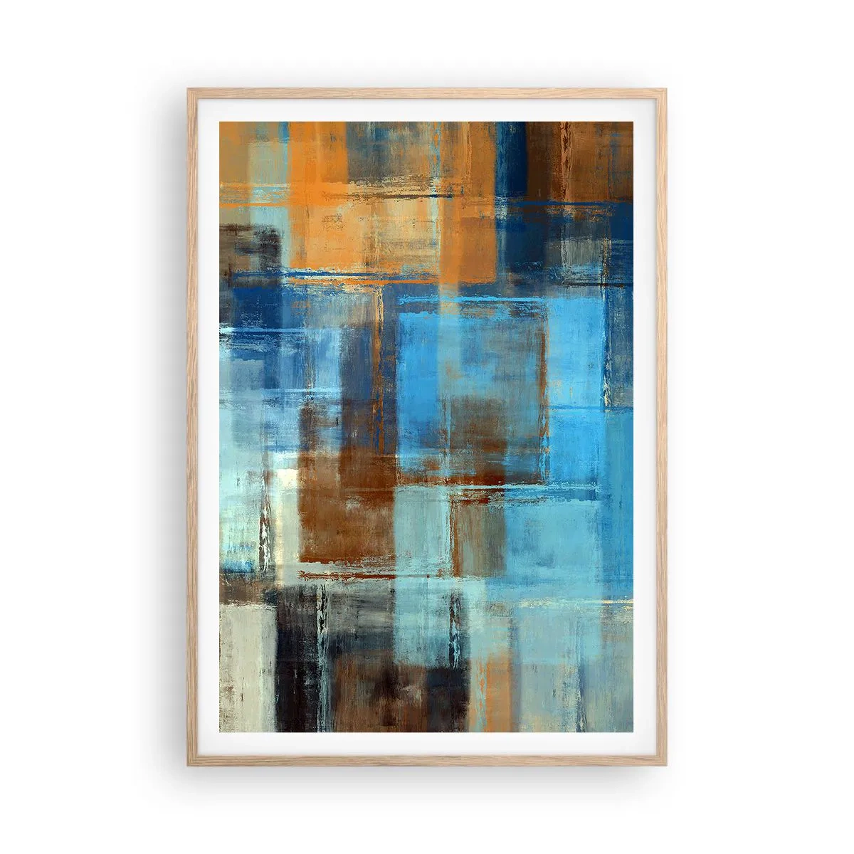 Póster en marco roble claro - A través del velo azul - 70x100 cm