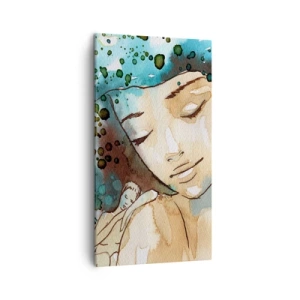 Cuadro sobre lienzo - Impresión de Imagen - Dama de azul - 45x80 cm