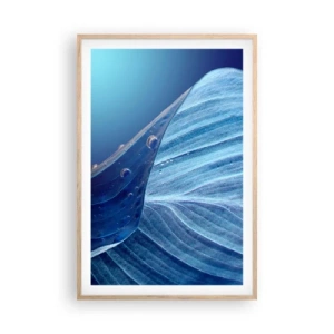 Póster en marco roble claro - Gotas ocultas de azul - 61x91 cm