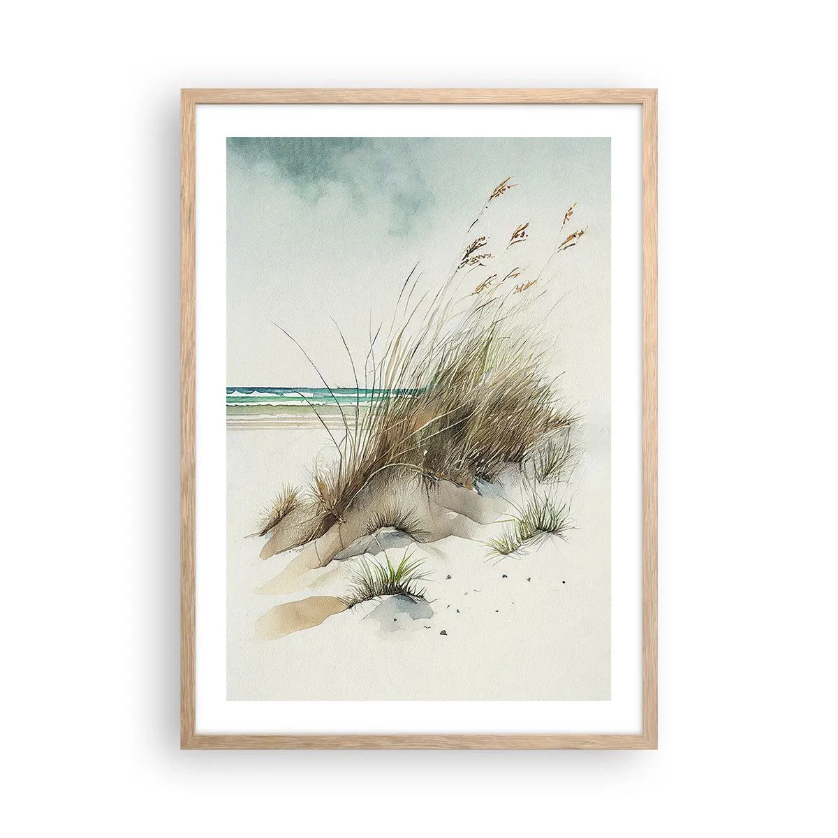 Póster en marco roble claro - Rodeada por arena - 50x70 cm