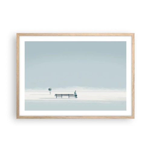 Póster en marco roble claro - Sí, estoy esperando - 70x50 cm