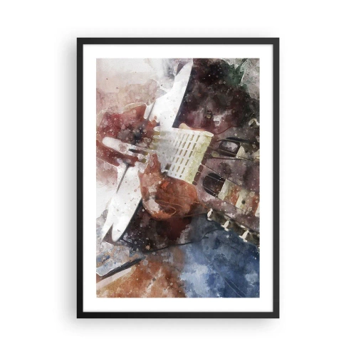 Póster en marco negro - Representación artística de una guitarra en estilo acuarela. - 50x70cm - ¿Y qué opinas? - Decoración de pared moderna para salón y dormitorio ARTTOR
