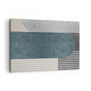 Cuadro sobre lienzo - Impresión de Imagen - Abstracción geométrica en tonos grises y verdes. - 120x80cm - Composición horizontal - Decoración de pared moderna para salón y dormitorio ARTTOR