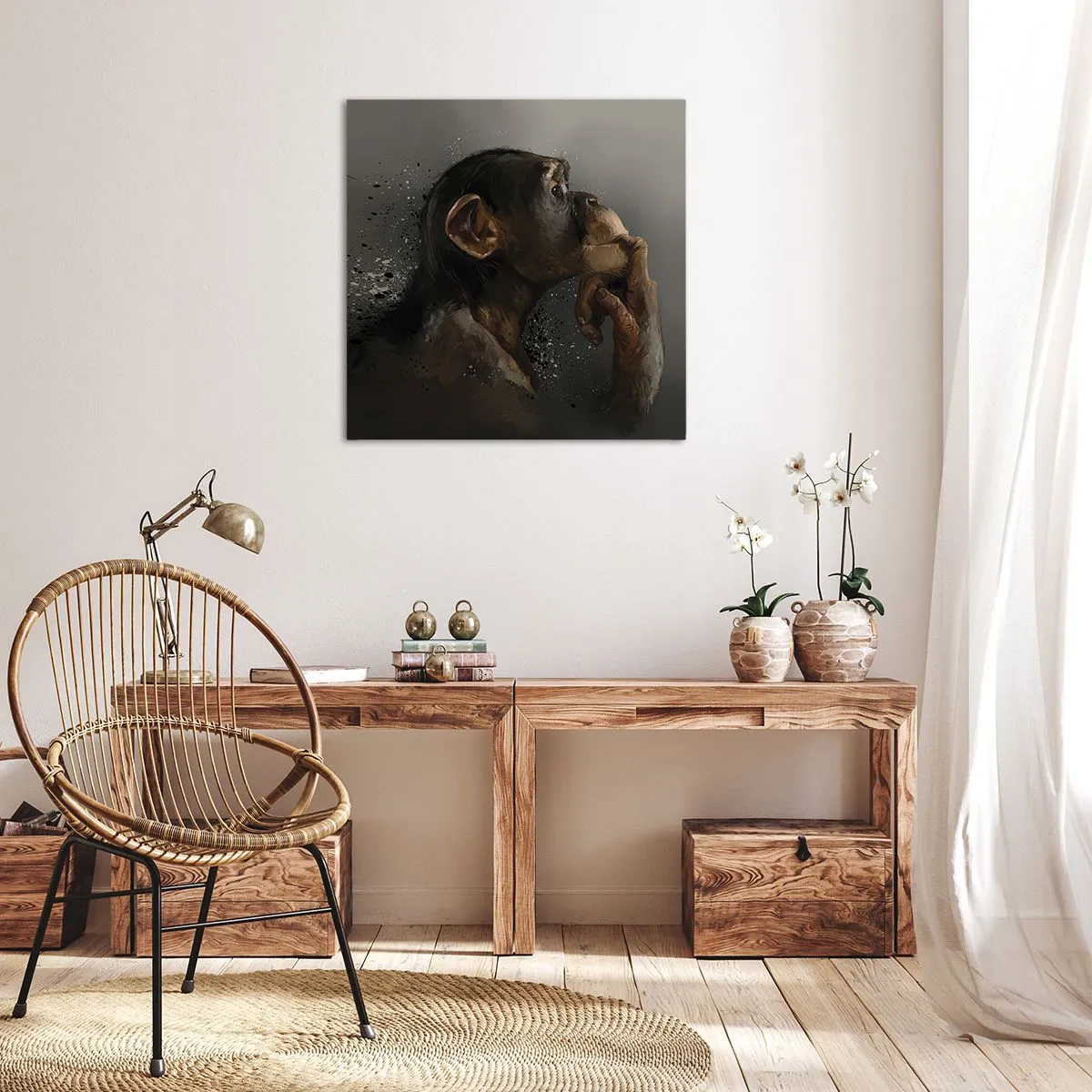 Cuadro sobre lienzo - Impresión de Imagen - La evolución del pensador - 40x40 cm