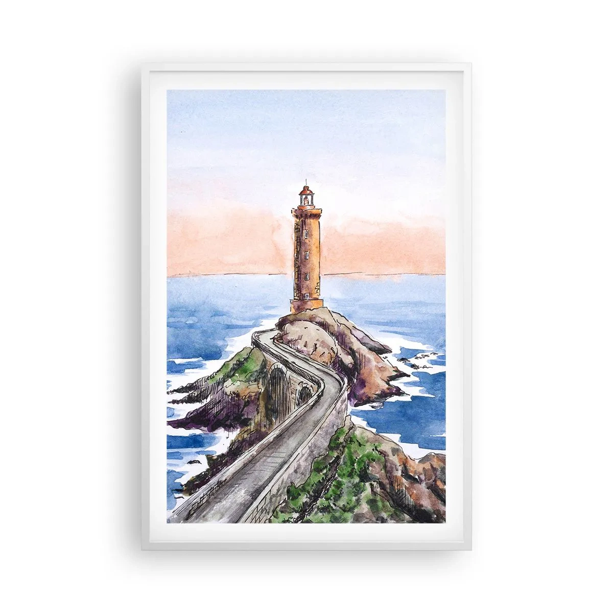 Póster en marco blanco - Frente al mar - 61x91 cm