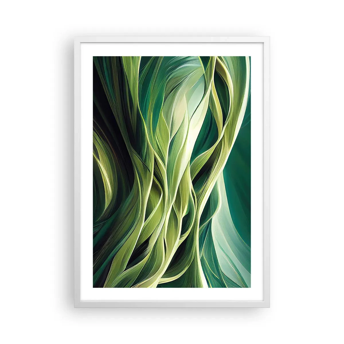 Póster en marco blanco - Un juego abstracto de color verde - 50x70 cm