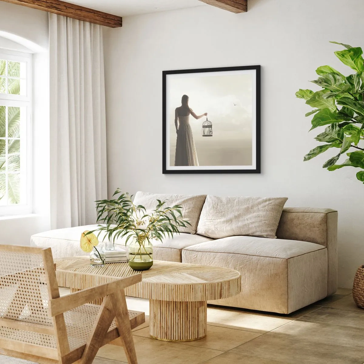 Póster en marco negro - Sé libre - 40x40 cm