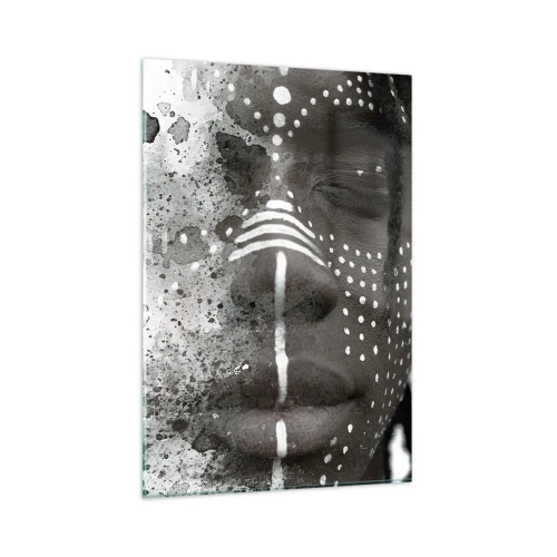 Cuadro sobre vidrio - Impresiones sobre Vidrio - Retrato artístico de rostro con patrones abstractos blancos. - 80x120cm - Descubrimiento del espíritu original - Decoración de pared moderna para salón y dormitorio ARTTOR