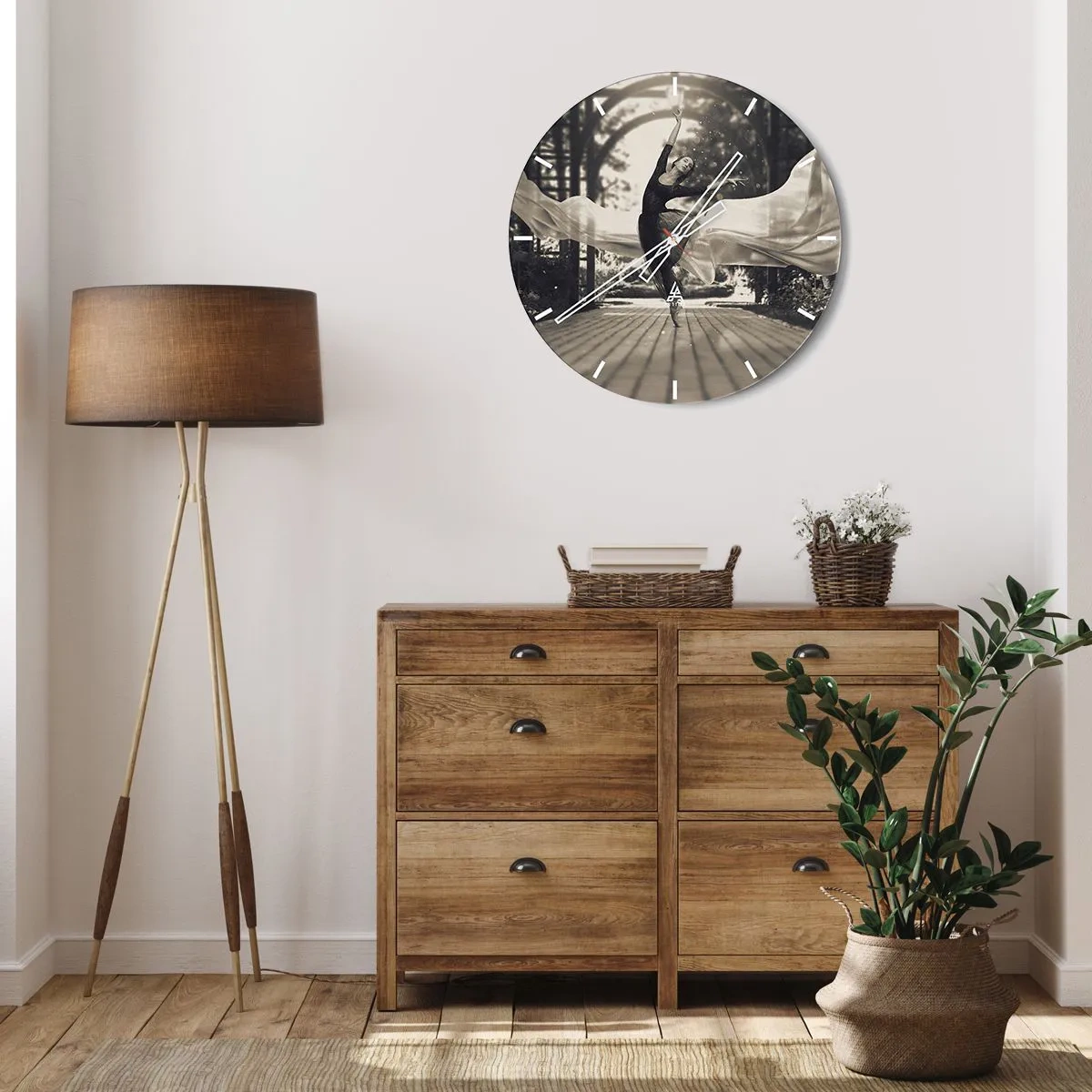 Reloj de pared - Reloj de vidrio - Danza del espíritu del jardín - 30x30 cm