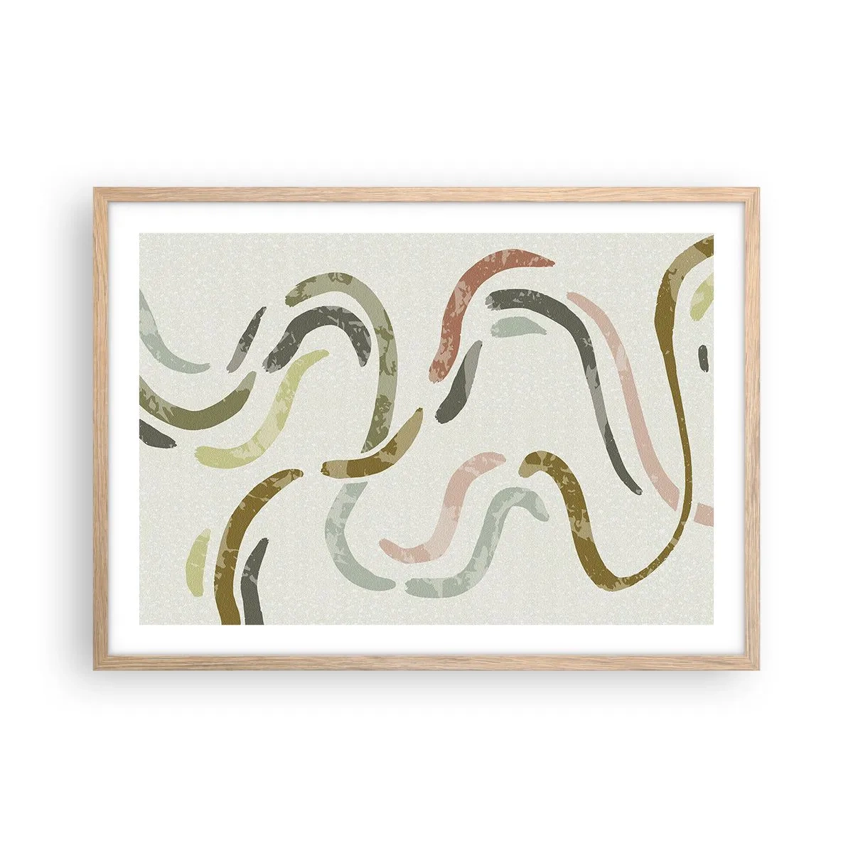 Póster en marco roble claro - La alegre danza de la abstracción - 70x50 cm
