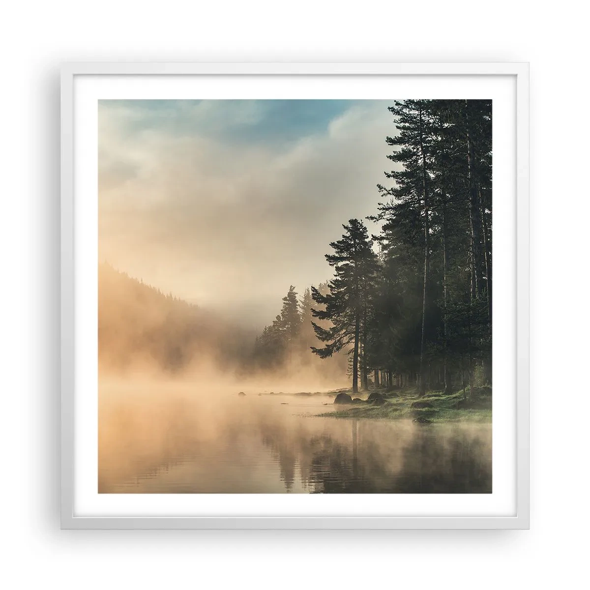 Póster en marco blanco - El nacimiento de un día - 60x60 cm