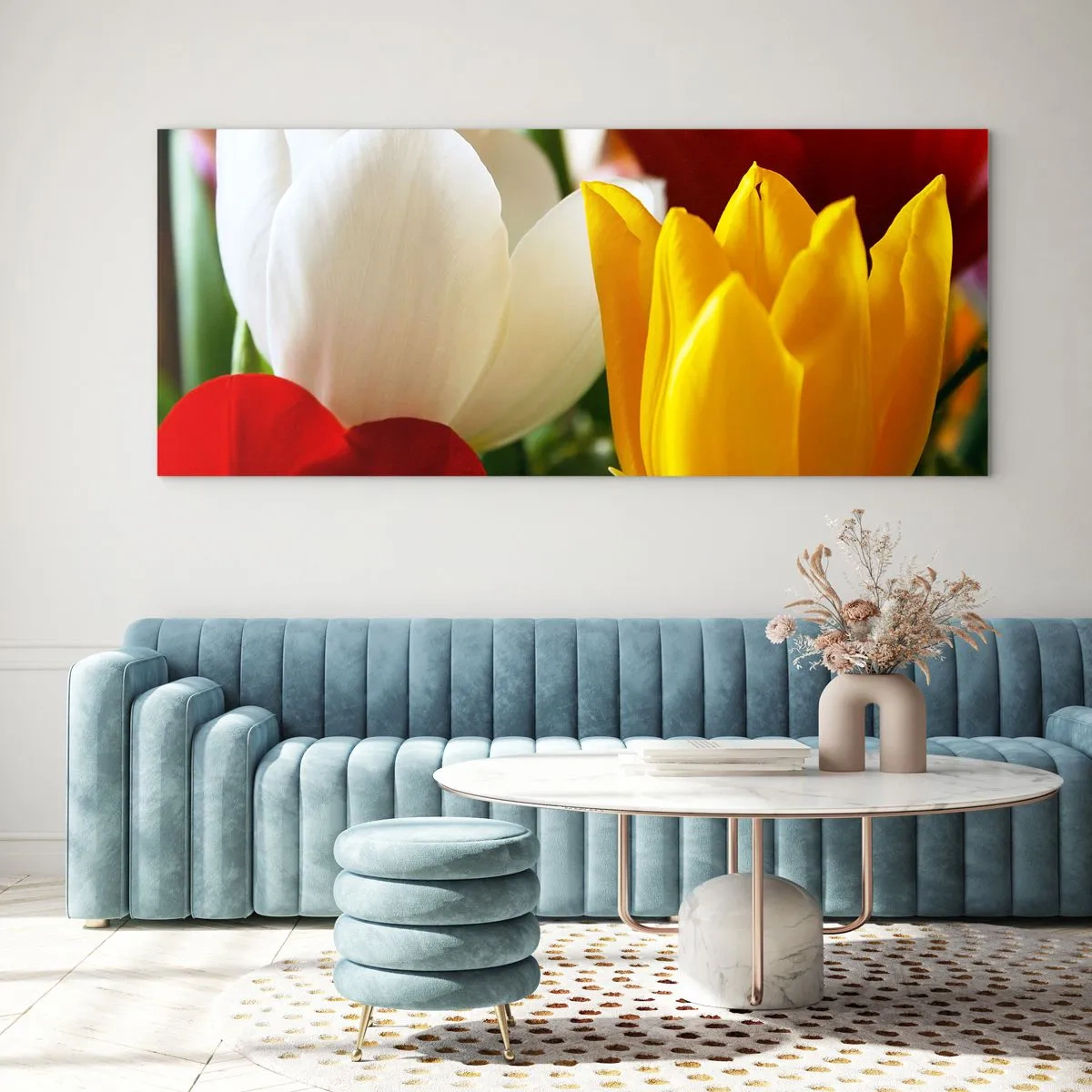 Cuadro sobre vidrio - Impresiones sobre Vidrio - Fiebre del tulipán - 100x40 cm