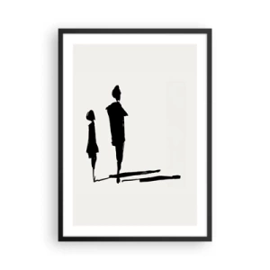 Póster en marco negro - Siluetas de dos figuras en negro sobre un fondo claro - 50x70cm - ¿Seguro que juntos? - Decoración de pared moderna para salón y dormitorio ARTTOR