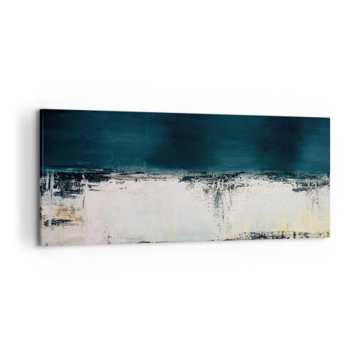 Cuadro sobre lienzo - Impresión de Imagen - Composición horizontal abstracta en tonos azul marino y blanco. - 120x50cm - Composición horizontal - Decoración de pared moderna para salón y dormitorio ARTTOR