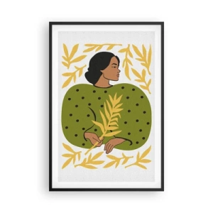 Póster en marco negro - Chica hawaiana - 61x91 cm