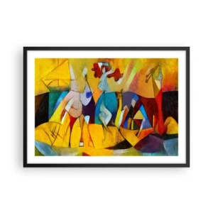 Póster en marco negro - Una abstracción colorida que representa figuras en forma geométrica. - 70x50cm - Sol - vida - alegría - Decoración de pared moderna para salón y dormitorio ARTTOR