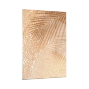 Cuadro sobre vidrio - Impresiones sobre Vidrio - Playa y sombra en la arena - 50x70cm - La sombra de un verano caluroso - Decoración de pared moderna para salón y dormitorio ARTTOR