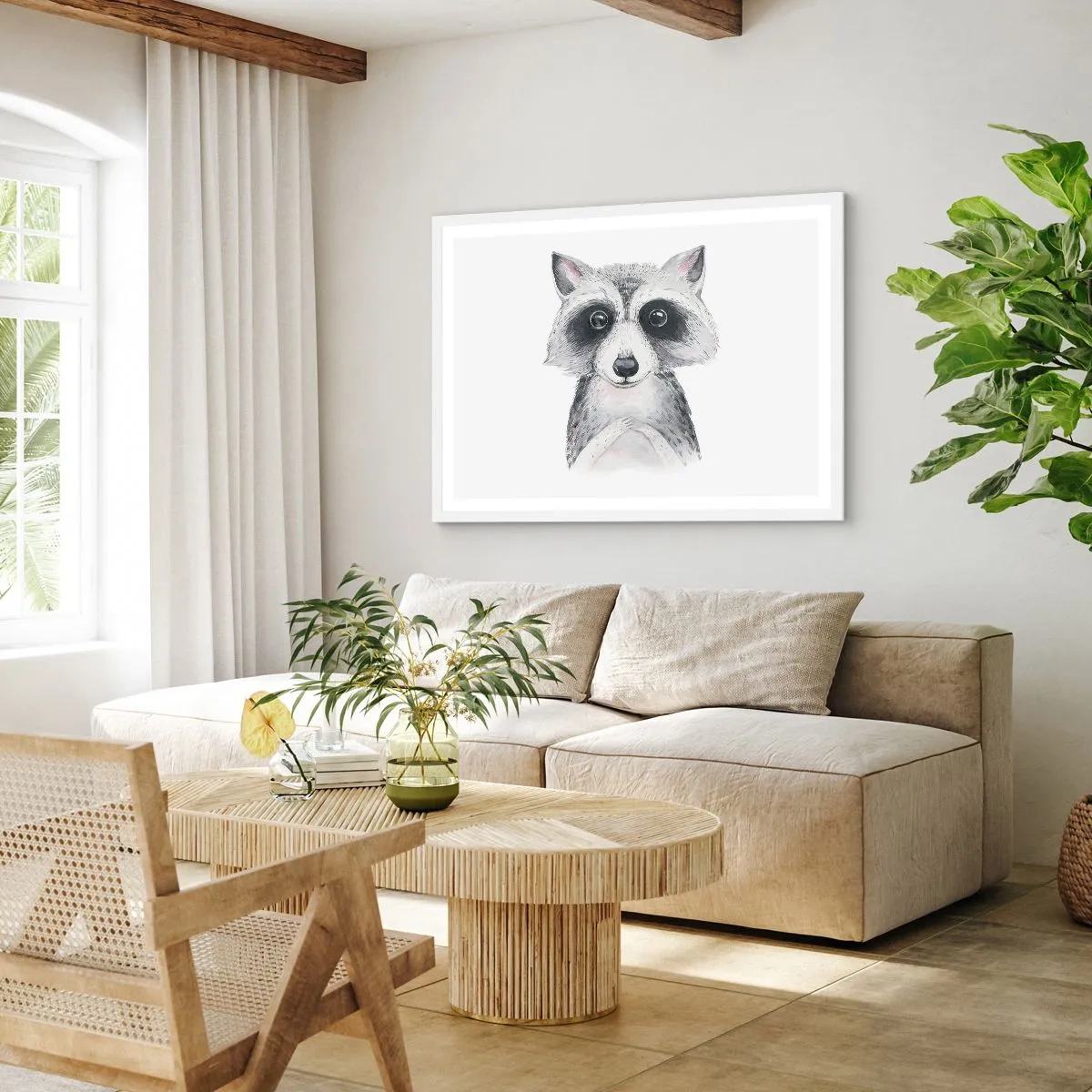 Póster en marco blanco - Un momento para la emoción - 100x70 cm