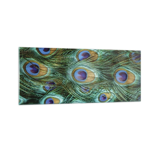 Cuadro sobre vidrio - Impresiones sobre Vidrio - Mirada de pavo real - 100x40 cm