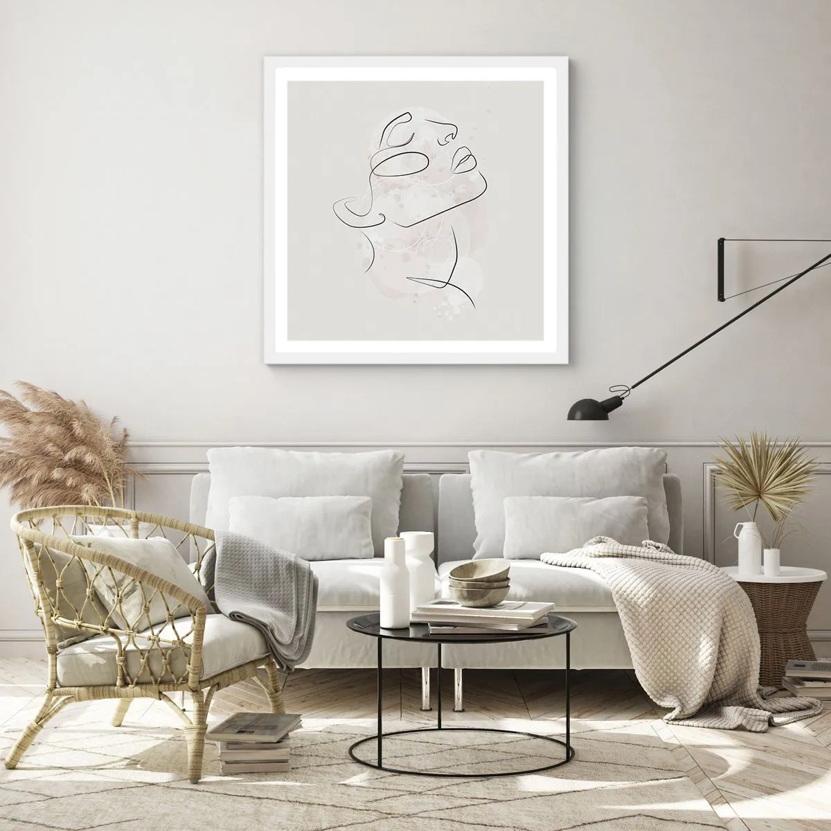 Póster en marco blanco - Contorno de un sueño - 60x60 cm