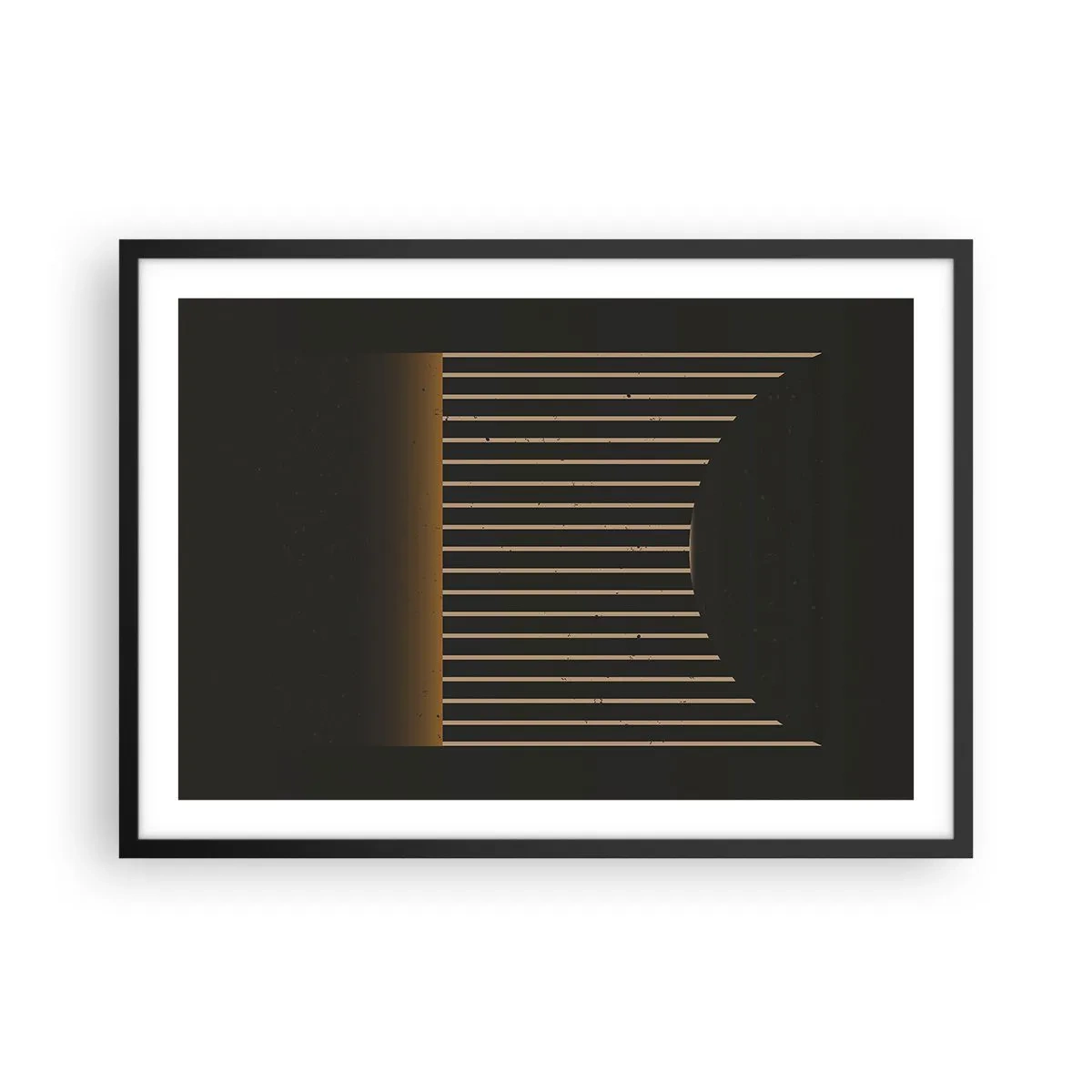 Póster en marco negro - Patrón geométrico con rayas sobre fondo oscuro. - 70x50cm - Explorar la oscuridad - Decoración de pared moderna para salón y dormitorio ARTTOR