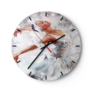 Reloj de pared - Reloj de vidrio - Una bailarina con un vestido blanco de estilo impresionista. - 30x30cm - Suave y ligera - Decoración de pared moderna para salón, cocina y dormitorio ARTTOR