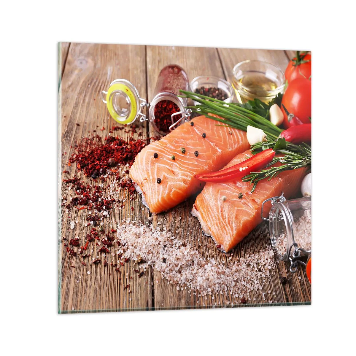 Cuadro sobre vidrio - Impresiones sobre Vidrio - Una aventura noruega en la cocina - 70x70 cm