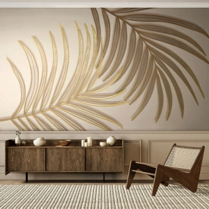 Fotomural Premium Canvas - Palma de Oro - Abstracción, Hoja de palma, Gráficos - 250x175 cm