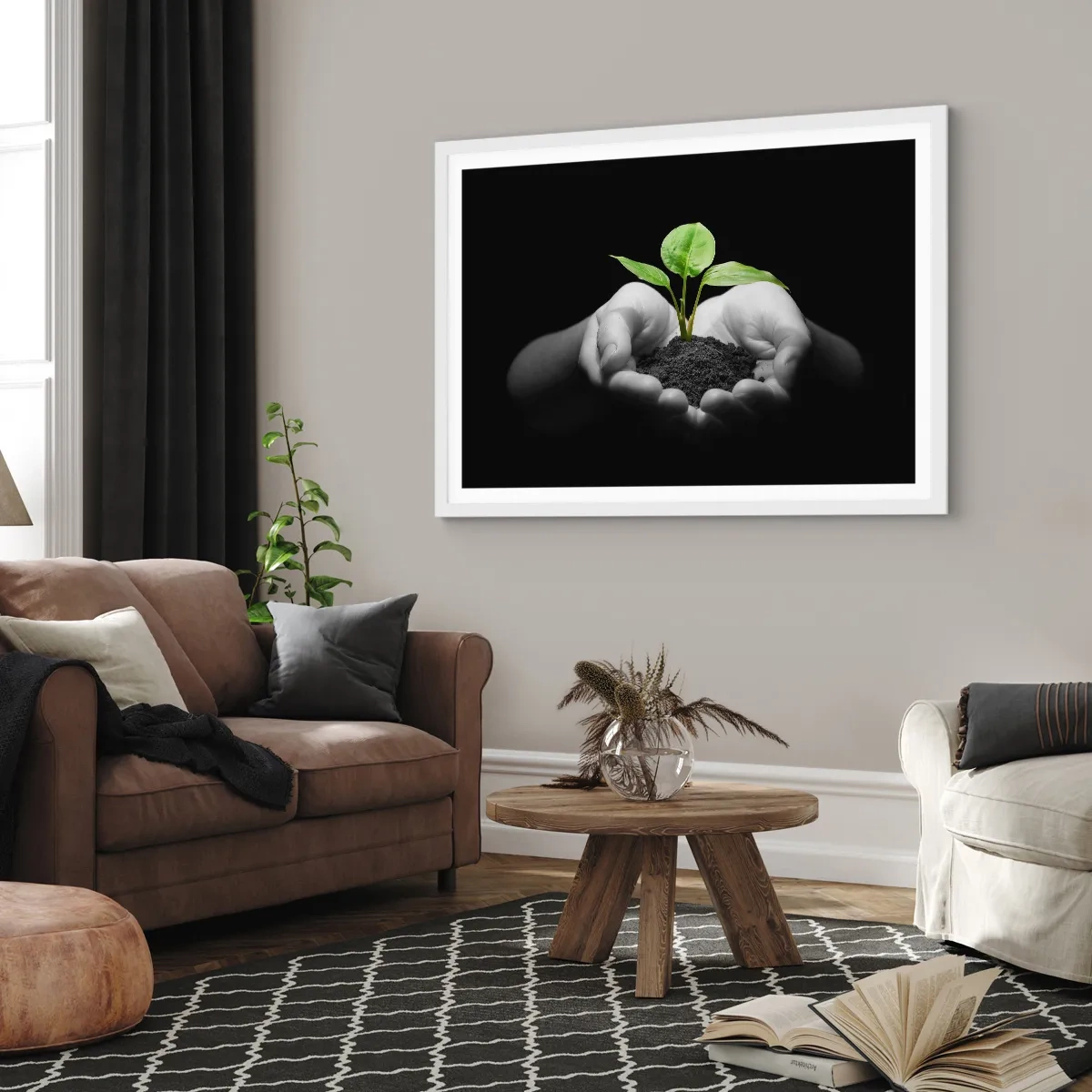 Póster en marco blanco - Amo la naturaleza, la protejo - 70x50 cm