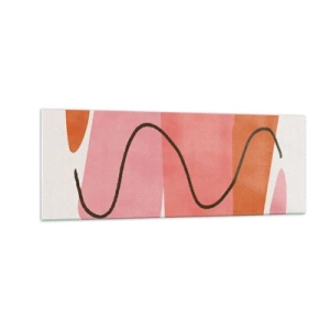 Cuadro sobre vidrio - Impresiones sobre Vidrio - Formas abstractas en tonos rosa y naranja. - 140x50cm - Suave movimiento de formas - Decoración de pared moderna para salón y dormitorio ARTTOR