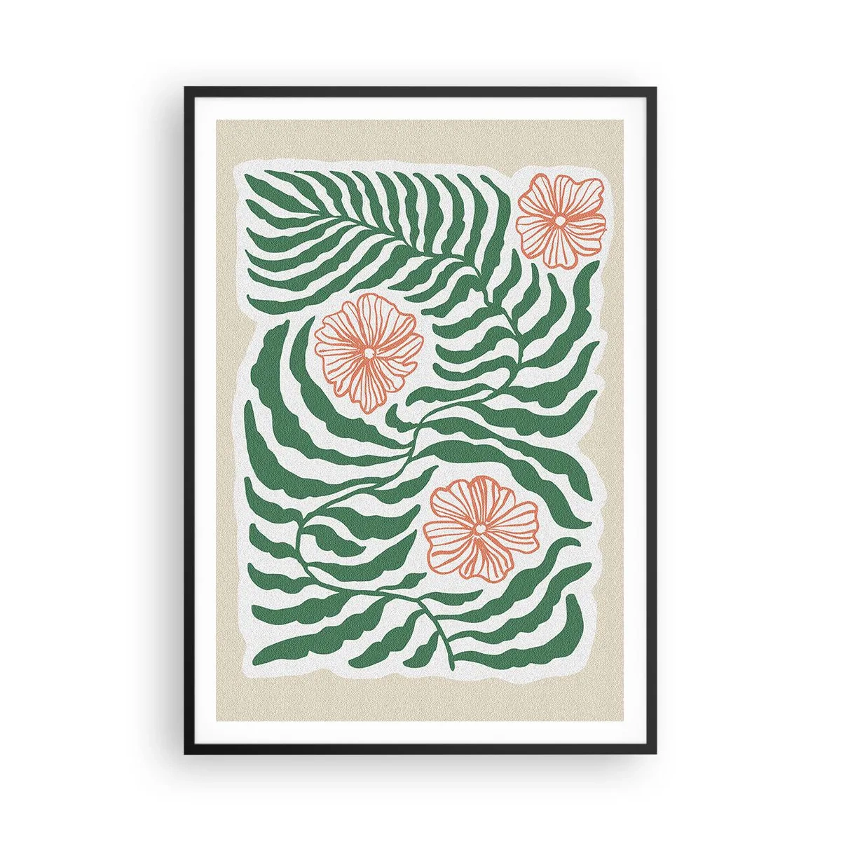 Póster en marco negro - Florecido en verde - 70x100 cm