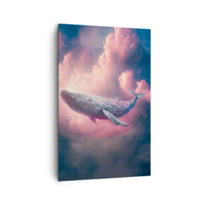 Cuadro sobre lienzo - Impresión de Imagen - Una ballena flotando en las nubes al atardecer. - 80x120cm - La reina de los mares asciende - Decoración de pared moderna para salón y dormitorio ARTTOR