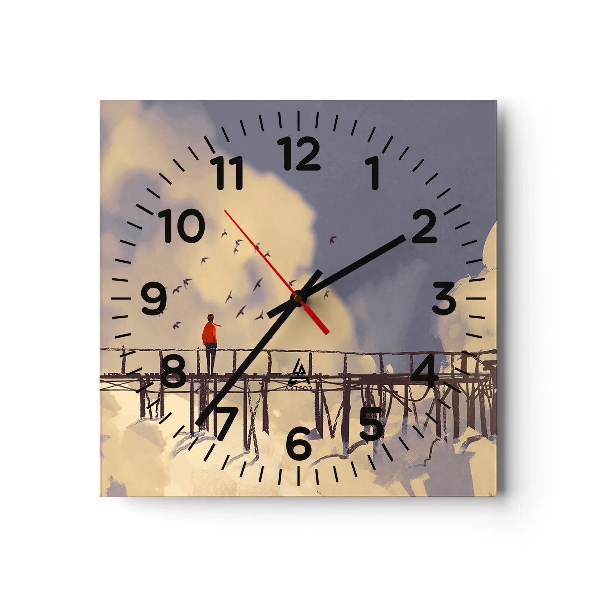 Reloj de pared - Reloj de vidrio - Anhelo azul - 30x30 cm