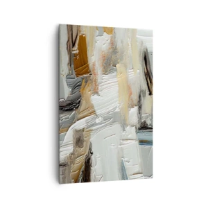 Cuadro sobre lienzo - Impresión de Imagen - Abstracción textural en tonos tierra y blanco. - 80x120cm - Estratificación de colores - Decoración de pared moderna para salón y dormitorio ARTTOR