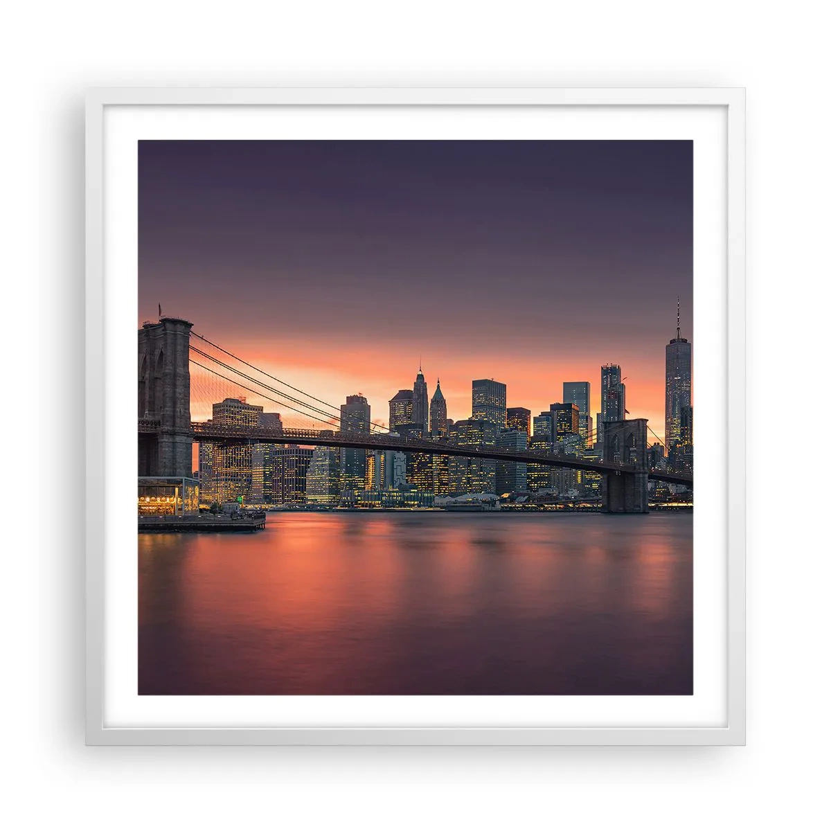 Póster en marco blanco - Ahogado en el silencio lila - 60x60 cm