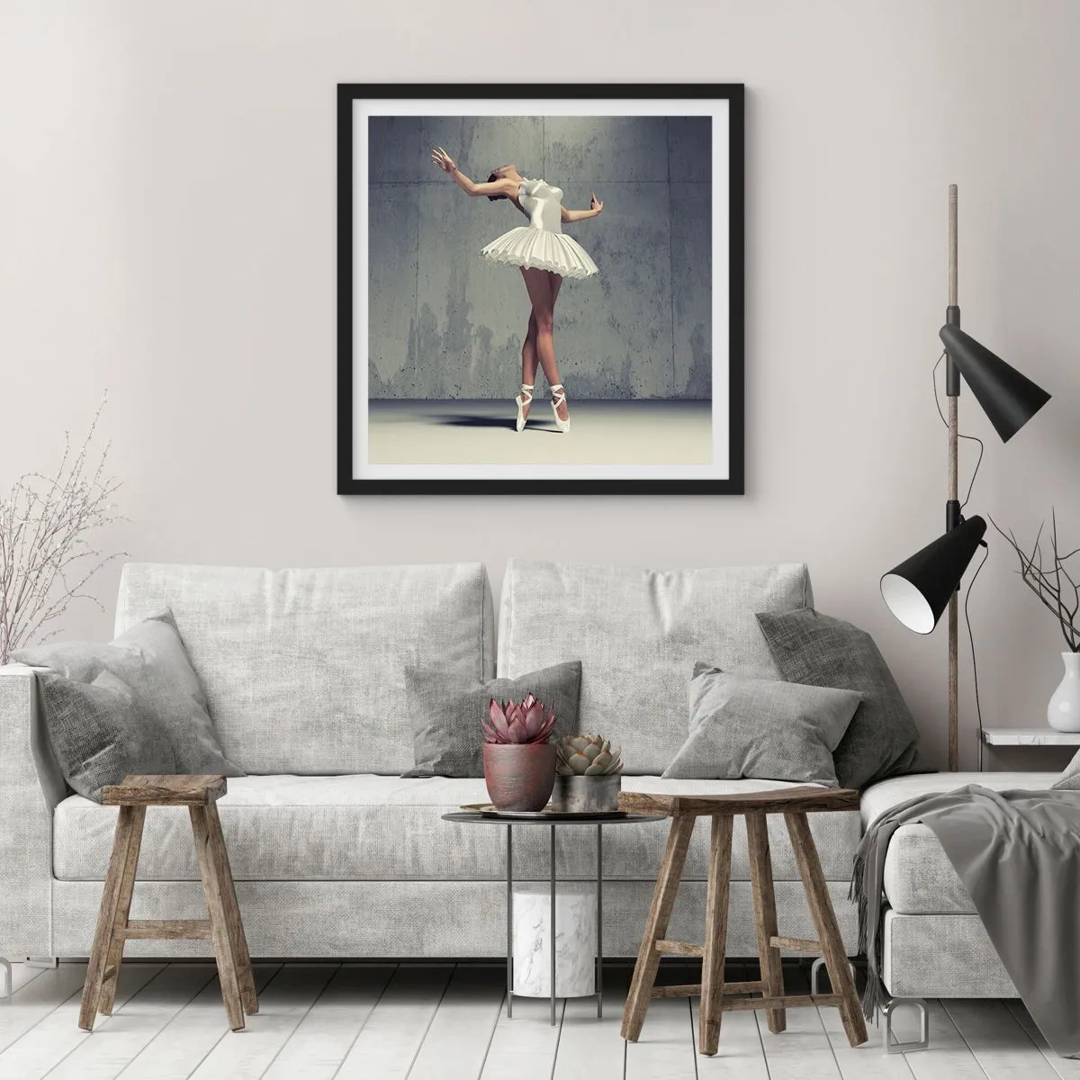 Póster en marco negro - Ligero como un pájaro - 30x30 cm