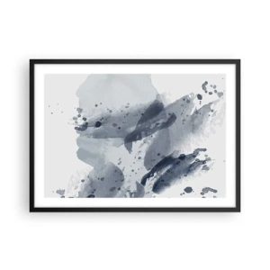 Póster en marco negro - Manchas abstractas en tonos azules sobre un fondo claro - 70x50cm - Un estudio sobre la naturaleza del agua - Decoración de pared moderna para salón y dormitorio ARTTOR