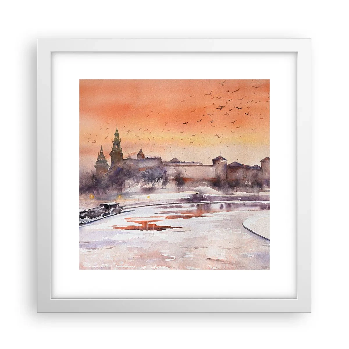 Póster en marco blanco - Atardecer real - 30x30 cm